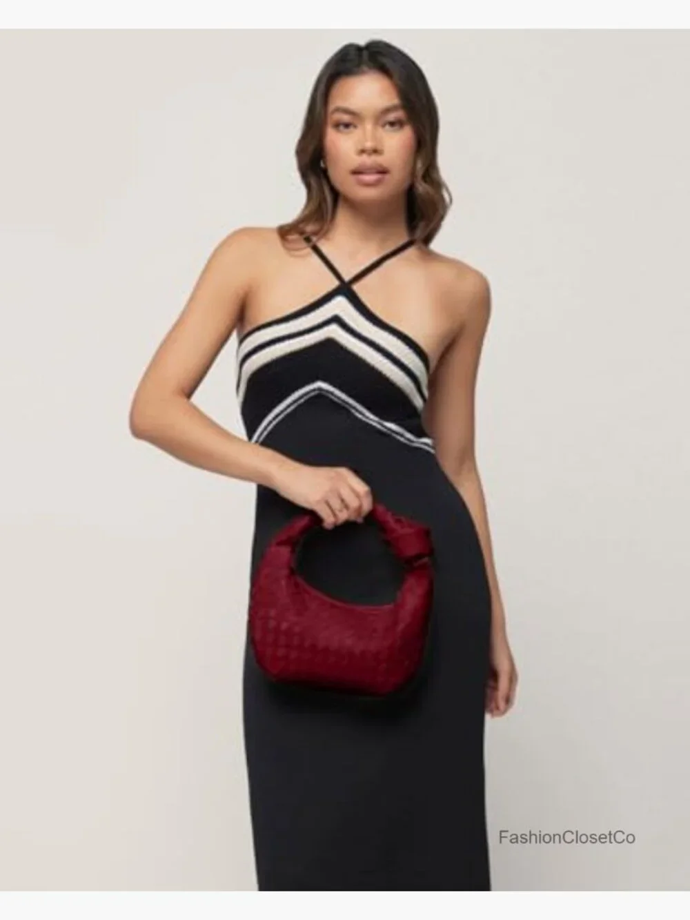 Small Hobo Bag with Knotted Top Handle - Soft Vegan Leather Clutch